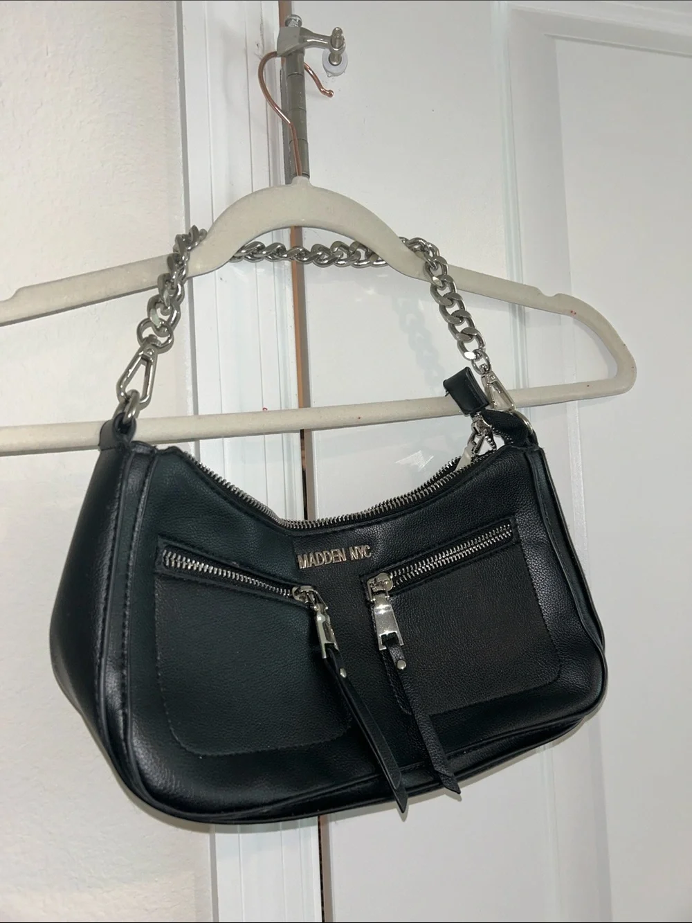 Madden NYC Black Chain-Handle Shoulder Bag